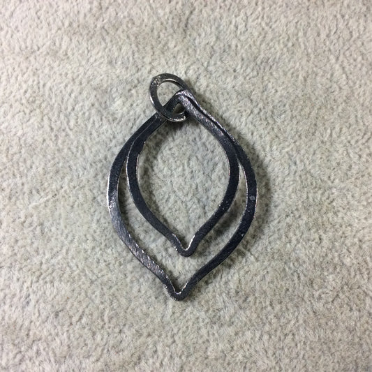 Large Sized Gunmetal Plated Copper Open Double Marquise Shaped Components ~ 46mm, 36mm, With Jump Ring Sold in Packs of 10 (435-GM)