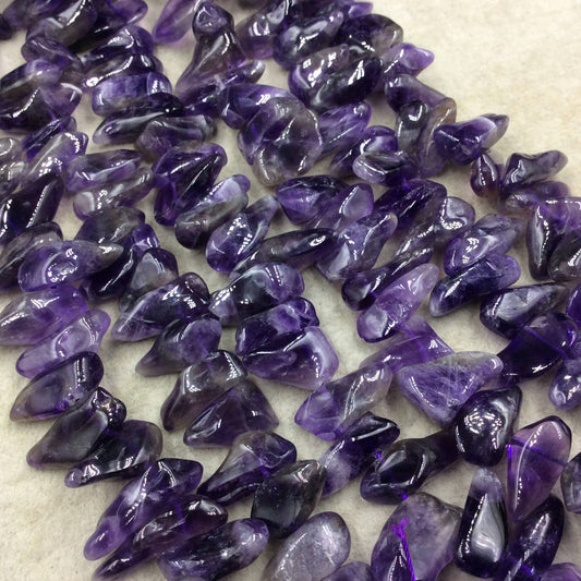 Natural Mixed Flat Rounded Amethyst Point Beads - 16" Strand (~ 50 Beads) - Measuring 8-12mm x 15-20mm - Natural Semi-Precious Gemstone