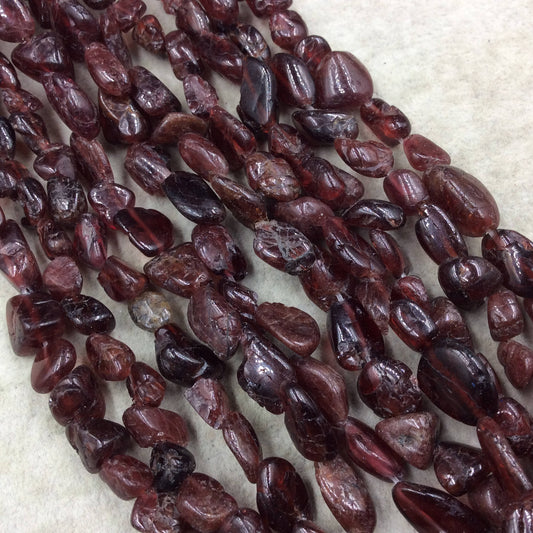 10-20mm Long Smooth Natural Reddish Brown Garnet Freeform Nugget Shape Beads - 14.5" Strand (Approximately 36 Beads) - Sold Per Strand!