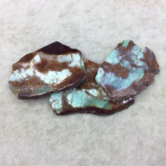 Mixed Chrysoprase Large Freeform Polished Slab Beads - ~ 40-55mm x 60-90mm - Sold Individually, At Random - Natural Semi-Precious Gemstone