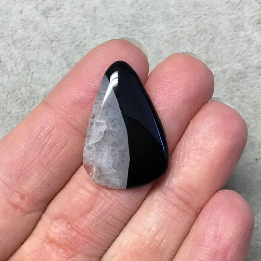 Natural Black Sardonyx Pear/Teardrop Shaped Flat Back Cabochon "B-16" - Measuring 20mm x 30mm, 4mm Dome Height - Natural Gemstone