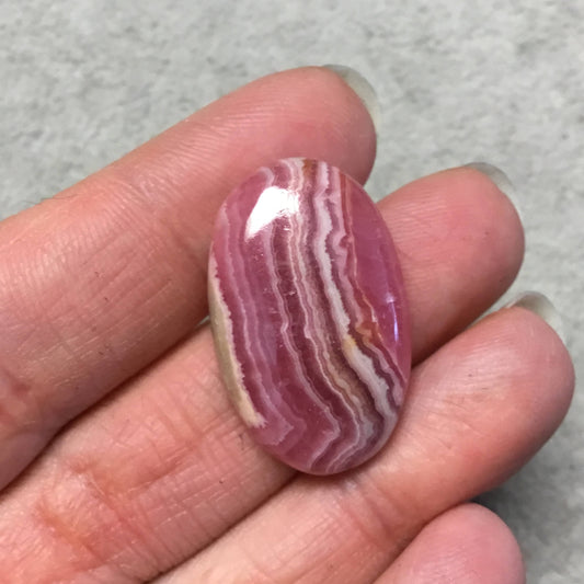 OOAK AAA Rhodochrosite Oblong Oval Shaped Flat Back Cabochon "2" - Measuring 19mm x 31mm, 5mm Dome Height - Natural High Quality Gemstone
