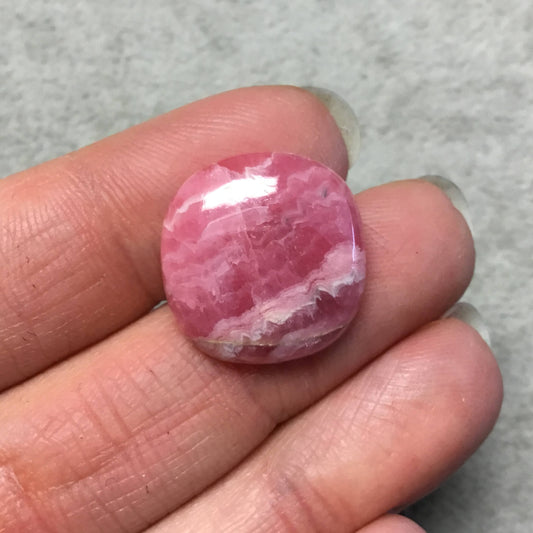 OOAK AAA Rhodochrosite Square Shaped Flat Back Cabochon "33" - Measuring 18mm x 19mm, 4mm Dome Height - Natural High Quality Gemstone