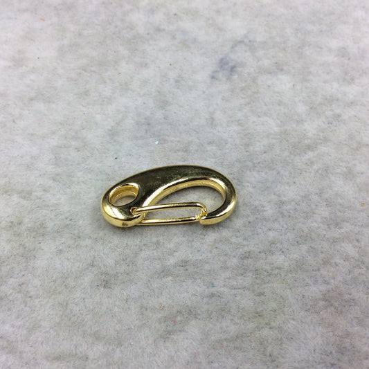 1 1/4" Long Gold Plated Clip Style Lobster Claw Shaped Copper Clasp Components - Measuring 15mm x 30mm - Sold Individually