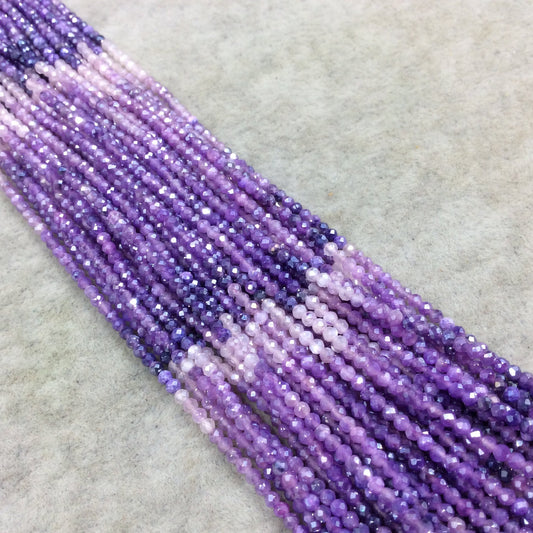 2mm x 2.25mm Faceted Mystic Purple Ombre/Gradient Dyed Natural Quartz Round/Rondelle Beads - Sold by the 13" Strand (Approx. 160 Beads)