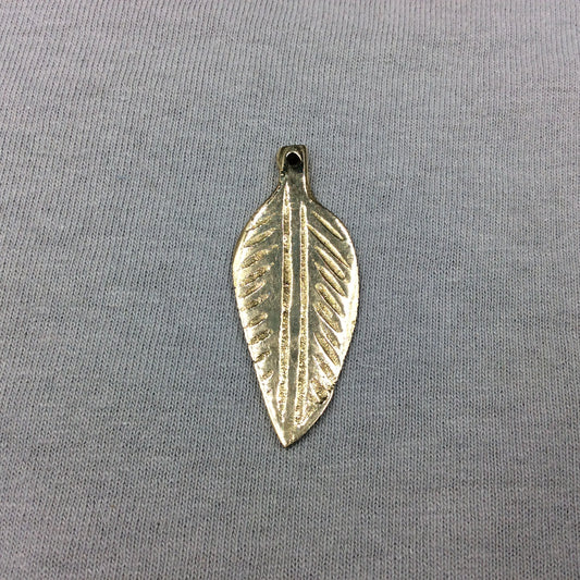 Medium Gold-Plated Copper Long Pointed Leaf/Feather Shaped Pendant Style F - Measuring 18mm x 40mm - Sold Individually, Chosen at Random