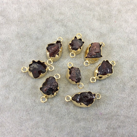 Garnet Bezel | Gold Finish Small Raw Nugget Genuine Wavy Bezel Connector ~ 12mm - 16mm Long - Sold Individually, Selected Randomly