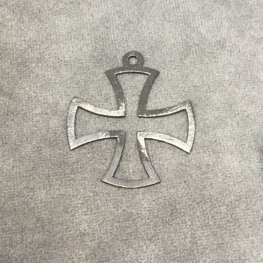 35mm x 35mm Gunmetal Plated Copper Open Maltese Cross Symbol Shaped Pendant Components - Sold in Packs of 10 Pieces (196-GM)