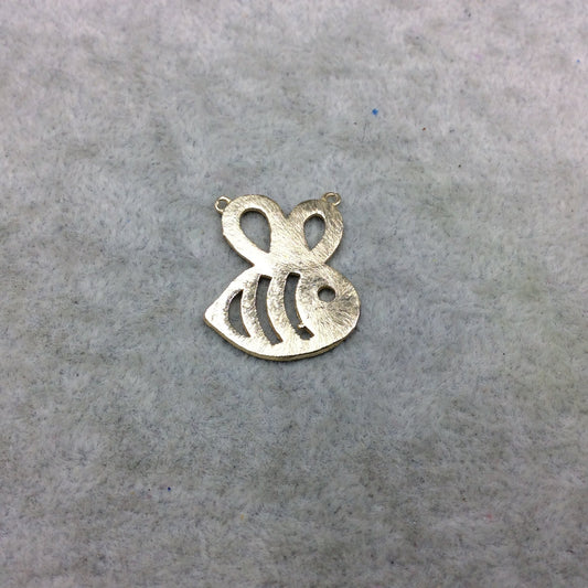 20mm x 25mm Gold Brushed Finish Bee Shaped Plated Copper Components with Two Rings - Sold in Pre-Counted Bulk Packs of 10 Pieces - (444-GD)