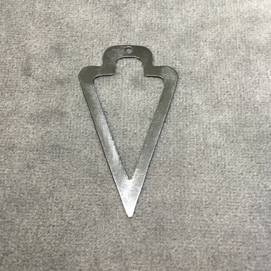 27mm x 47mm Gunmetal Brushed Finish Thick Open Arrowhead Shaped Plated Brass Components - Sold in Pre-Counted Packs of 10 Pieces - (430-GM)