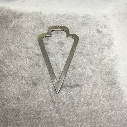 33mm x 61mm Gunmetal Brushed Finish Thick Open Arrowhead Shaped Plated Brass Components - Sold in Pre-Counted Packs of 10 Pieces - (431-GM)