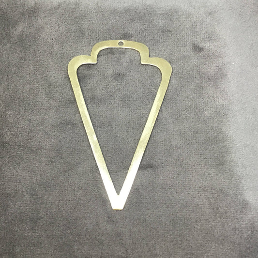 41mm x 70mm Gold Brushed Finish Thick Open Arrowhead Shaped Plated Brass Components - Sold in Pre-Counted Packs of 10 Pieces - (432-GD)
