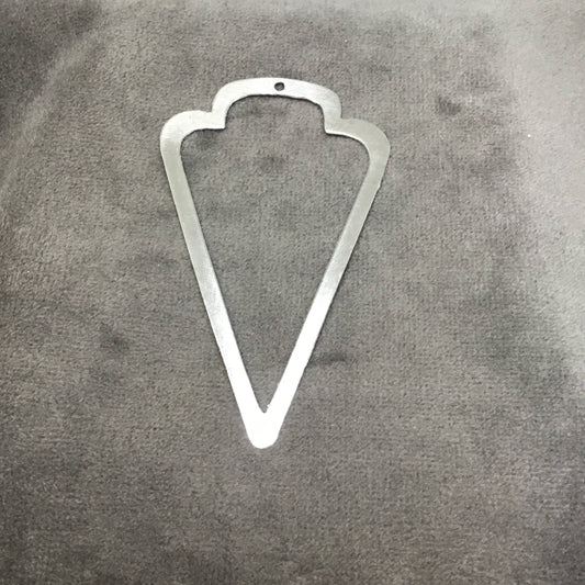 41mm x 70mm Silver Brushed Finish Thick Open Arrowhead Shaped Plated Brass Components - Sold in Pre-Counted Packs of 10 Pieces - (432-SV)