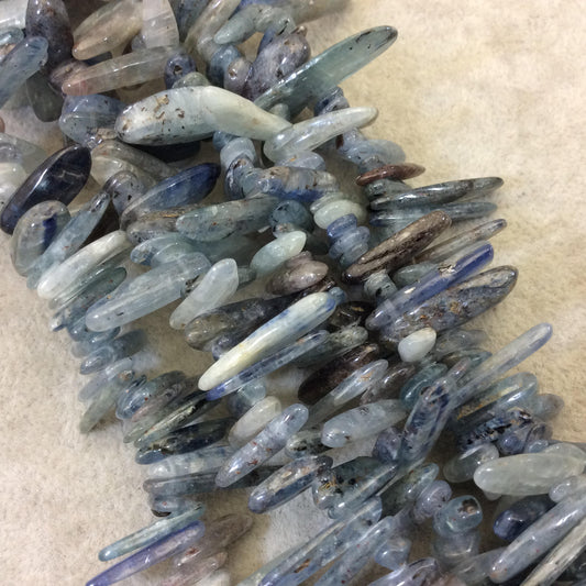 Glossy Finish Natural Green/Grahy Kyanite Stick Shaped Beads with 1mm Holes - Sold by 15" Strands (~100 Beads) - Measuring 3-6mm x 15-25mm
