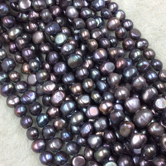 Peacock Pearl Potato Beads - 6mm-8mm