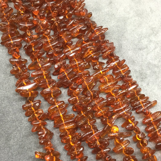 Natural 2-3mm x 8-12mm Baltic Amber Smooth Freeform Stick Shaped Beads with 0.6mm Holes - Sold by 16.5" Strands (Approx. 195 Beads)