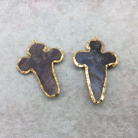 2.25-2.75" Gold Finish Dagger Shape Electroplated Mixed Jasper Pendant EJ014M - ~ 55mm-60mm Long - Sold Individually, Randomly Chosen