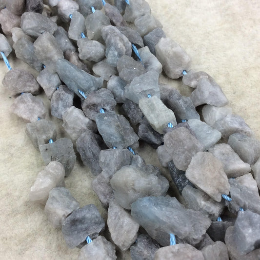 Raw Aquamarine Nugget Beads - 15.5" Strand ~ 32 Beads - Measuring 10-12mm x 12mm-20mm - Natural Semi-Precious Gemstone - Sold by the Strand
