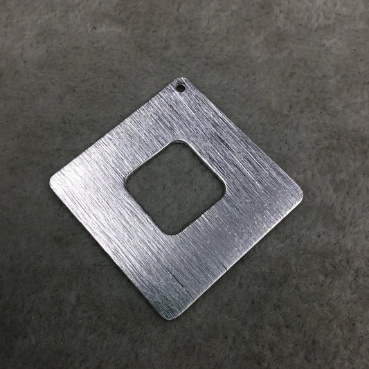 29mm x 29mm Silver Brushed Finish Thick Diamond Shaped Plated Copper Components - Sold in Pre-Counted Bulk Packs of 10 Pieces (266-SV)