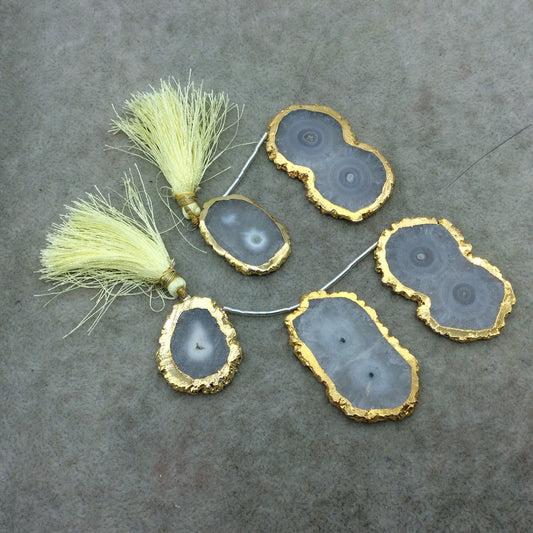 Solar Quartz Top-Drilled Beads with Gold Electroplating - One of a Kind Strand of Beads (BC)