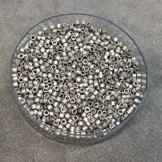 Size 11/0 Matte Finish Metallic Silver Genuine Miyuki Delica Glass Seed Beads - Sold by 7.2 Gram Tubes (Approx. 1300 Beads per 2" Tube)