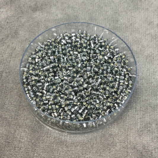 Size 11/0 Glossy Finish Silver Lined Grey Genuine Miyuki Delica Glass Seed Beads - Sold by 7.2 Gram Tubes (Approx. 1300 Beads per 2" Tube)