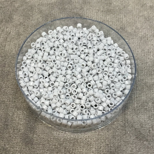 Size 11/0 Glossy Finish Opaque Ghost Grey Genuine Miyuki Delica Glass Seed Beads - Sold by 7.2 Gram Tubes (Approx. 1300 Beads per 2" Tube)