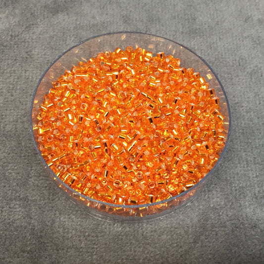 Size 11/0 Glossy Silver Lined Orange Genuine Miyuki Delica Glass Seed Beads - Sold by 7.2 Gram Tubes (Approx. 1300 Beads per 2" Tube)