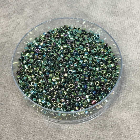 Size 11/0 Glossy Metallic Teal Iris Genuine Miyuki Delica Glass Seed Beads - Sold by 7.2 Gram Tubes (Approx. 1300 Beads per 2" Tube)