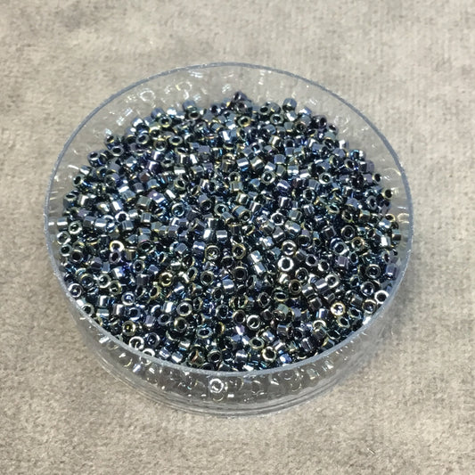 Size 11/0 Glossy Metallic Gunmetal Iris Genuine Miyuki Delica Glass Seed Beads - Sold by 7.2 Gram Tubes (Approx. 1300 Beads per 2" Tube)