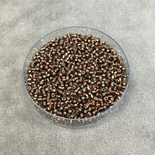 Size 11/0 Glossy Finish Silver Lined Brown Genuine Miyuki Delica Glass Seed Beads - Sold by 7.2 Gram Tubes (Approx. 1300 Beads per 2" Tube)