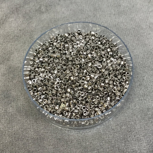 Size 11/0 Glossy Finish Metallic Steel Gray Genuine Miyuki Delica Glass Seed Beads - Sold by 7.2 Gram Tubes (Approx. 1300 Beads/2" Tube)