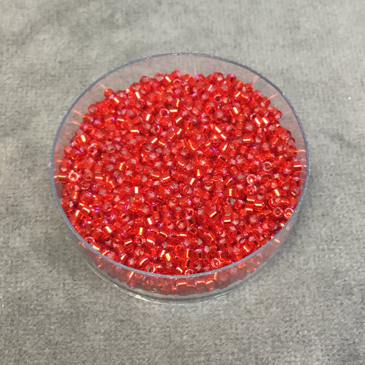 Size 11/0 Glossy Finish Silver Lined Red Genuine Miyuki Delica Glass Seed Beads - Sold by 7.2 Gram Tubes (Approx. 1300 Beads per 2" Tube)