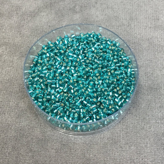 Size 11/0 Glossy Silver Lined Caribbean Teal Genuine Miyuki Delica Glass Seed Beads - Sold by 7.2 Gram Tubes (Approx. 1300 Beads/2" Tube)