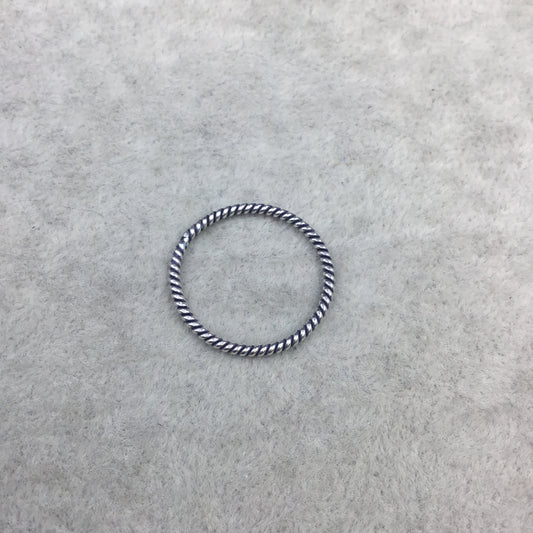24mm Oxidized Silver Finish Open Twisted Wire Circle/Hoop Shaped Plated Copper Components - Sold in Packs of 10 Pieces - (465-OS)
