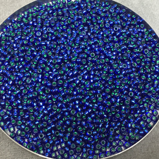 Size 11/0 Metallic Finish Emerald/Dark Sapphire Color Miyuki Glass Seed Beads - Sold by 23 Gram Tubes (~ 2500 Beads / Tube) - (11-91457)