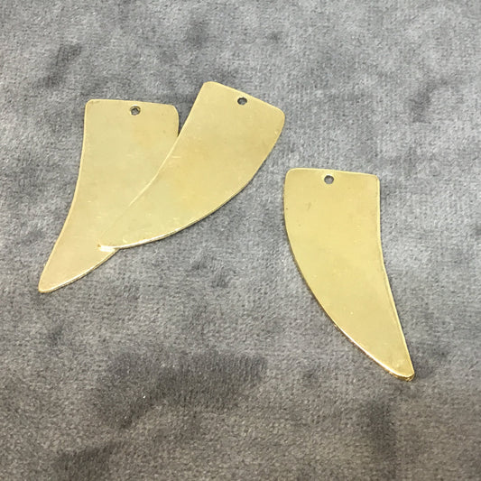 16mm x 38mm Gold Plated Brass Rustic Handmade Tusk/Claw Blank Pendant/Charm with One 1.5mm Drilled Hole - Hand-Cut, Sold Individually