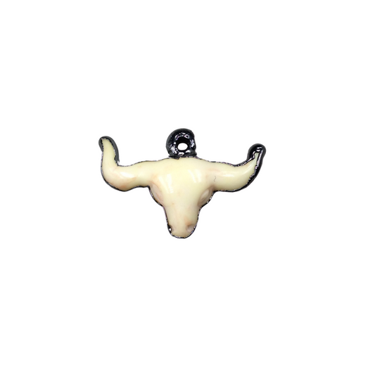 1" Gunmetal Plate Beige Acrylic Steer Skull Pendant - Measuring 26mm x 18mm Approx. - Available in Other Colors, See Related Items Link