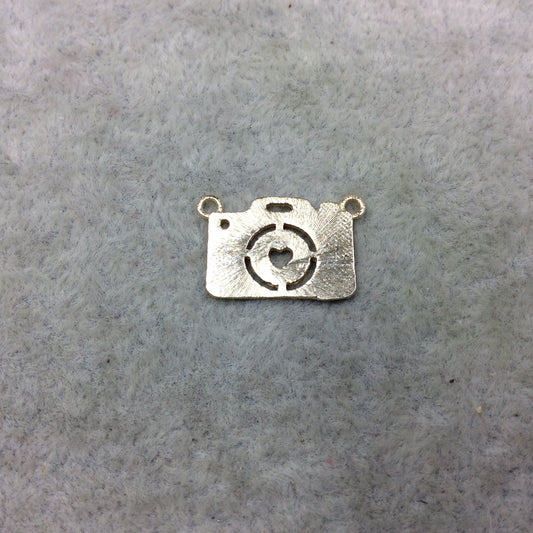 16mm x 12mm Gold Brushed Finish Camera Shaped Plated Copper Components with Two Rings - Sold in Pre-Counted Packs of 10 Pieces - (445-GD)