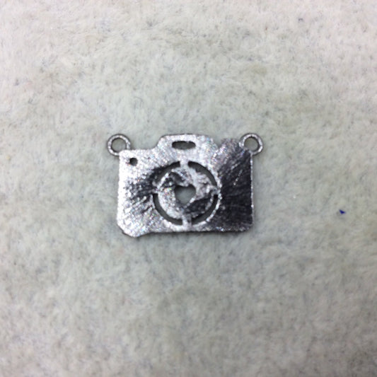 16mm x 12mm Gunmetal Brushed Finish Camera Shaped Plated Copper Components with Two Rings - Sold in Pre-Counted Packs of 10 Pieces (445-GM)