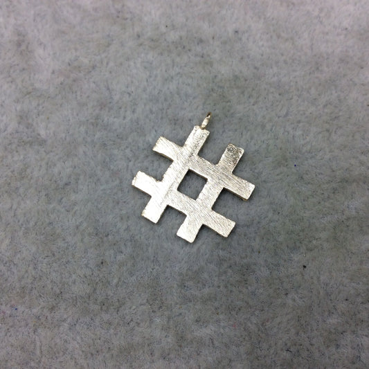 20mm x 20mm Gold Brushed Finish Hashtag/Pound Shaped Plated Copper Components - Sold in Pre-Counted Packs of 10 Pieces - (447-GD)