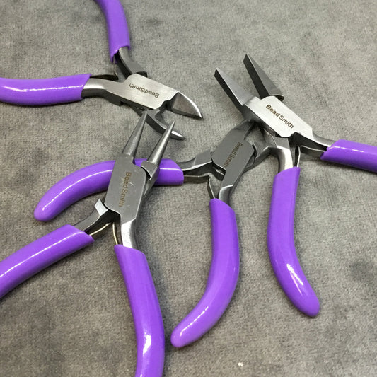 Beadsmith Brand Mini Plier Set - Includes Side Cutter, Flat Nose, Round Nose, & Chain Nose - Pliers Measure 40 x 80mm (3" Long) Closed