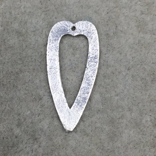 Silver Brushed Open Heart/Arrowhead Pendant/Charm Plated Copper Components - Measuring 15mm x 33mm - Sold in Packs of 10 - (230-GD)