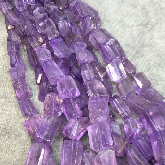 7-8mm x 10-12mm Natural Light Purple Amethyst Faceted Graduated Nugget Shaped Beads - 16" Strand (Approx. 35 Beads) - Hand-Cut Gemstone