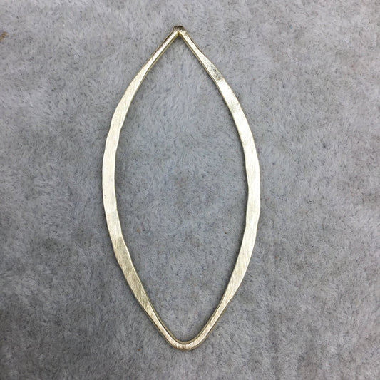 29mm x 68mm Gold Brushed Finish Open Hammered Marquise Shaped Plated Copper Components - Sold in Bulk Packs of 10 Pieces - (488-GD)