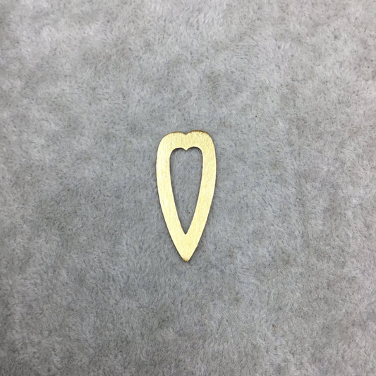 15mm x 33mm Gold Brushed Plated Copper Thick Open Heart Shaped Un-drilled Components - Sold in Packs of 10 (499-GD)