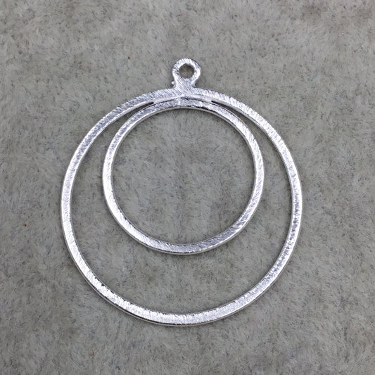 37mm x 37mm Large Sized Silver Plated Copper Double Nested Circular/Hoop Shaped Pendant Components - Sold in Packs of 10