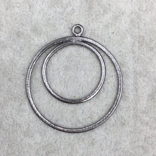 37mm x 37mm Large Sized Gunmetal Plated Copper Double Nested Circular/Hoop Shaped Pendant Components - Sold in Packs of 10