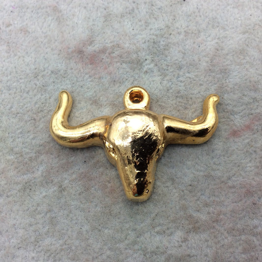 Large Gold Electroplated Acrylic Bull/Steer Skull Shaped Focal Pendants - Measuring 50mm x 32mm Approximately - Sold Individually