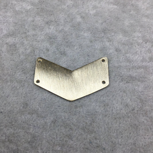 32mm x 22mm Gold Brushed Finish Blank Chevron Shaped Plated Copper Components (quad drilled) - Sold in Packs of 10 Pieces - (461-GD)